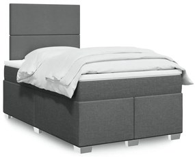vidaXL Pat box spring cu saltea, gri închis, 120x190 cm, textil