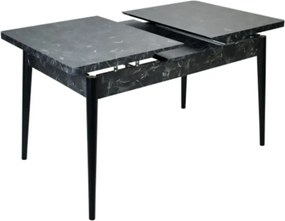 Set masa extensibila cu 6 scaune tapitate Homs cristal  negru-gri 170 x 80 cm