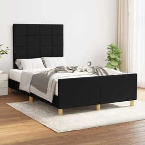 Cadru de pat cu tablie, negru, 120x200 cm, textil Negru, 120 x 200 cm, Cu blocuri patrate