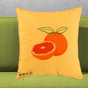 Perna Decorativa Grepfrut Citrus, 40x40 cm, Galben, Husa Detasabila, Perna Inclusa, BEKZ®
