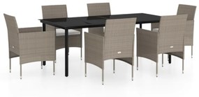 3099297 vidaXL Set de masă pentru grădină, 5 piese, cu perne, bej și negru