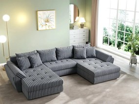 Colțar extensibil dumonde cu ladă de depozitare si sezut confortabil din spuma high-density, Loana U Ambience Grey 355x185 cm