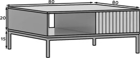 OFERTA Masuta de cafea MEORATI 80x80 cm, negru/artisan stejar calitatea a II-a
