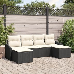 vidaXL Set de canapele pentru grădină 6 pcs Negru Rattan poli