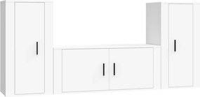 vidaXL Set comodă TV, 3 piese, alb, lemn prelucrat