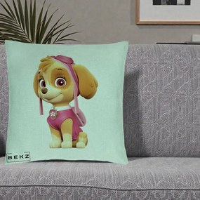 Perna Personalizata Skye PAW Patrol Roz, 40x40 cm, Verde Menta, Husa Detasabila, Perna Inclusa, BEKZ®