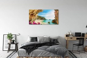 Tablouri canvas Grecia Coast stânci flori