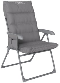 Outsunny Scaun de Camping Pliabil cu Spătar Înalt Reglabil în 5 Poziții și Buzunare Laterale, 66x58x105 cm, Gri Deschis | Aosom Romania