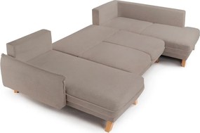 Colțar taupe extensibil/cu spațiu de depozitare cu tapițerie din catifea reiată (cu colț pe partea dreaptă/în formă de "U") Tori – Bonami Selection