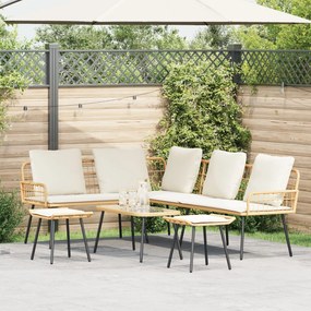 vidaXL Set canapea de grădină, 4 piese, cu perne natural, poliratan