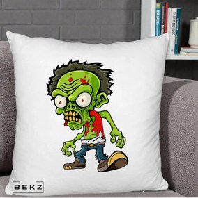 Perna Decorativa Zombie Halloween, 40x40 cm, Alb Pufos, Husa Detasabila, Perna Inclusa, BEKZ®