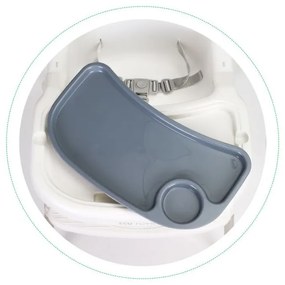 Scaun de hrănire 2 în 1 cu tavă și centuri alb