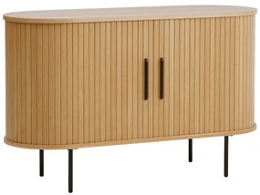 Comodă în culoare naturală cu aspect de lemn de stejar cu ușă glisantă 120x76x45 cm Nola – Unique Furniture
