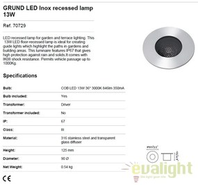 Spot LED incastrabil exterior pavaj GRUND 13W 70729