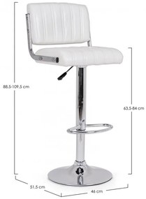 Scaun bar alb din piele ecologica si metal, Barclay Bizzotto