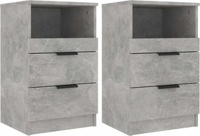 vidaXL Noptiere, 2 buc., gri beton, lemn prelucrat