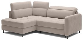 Colțar maro deschis extensibil/cu spațiu de depozitare cu tapițerie din catifea (cu colț pe partea stângă/în formă de ”L”) Barea – ELTAP