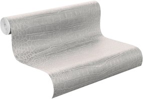 Tapet vlies aspect piele Mandalay gri 10,05 x 0,53 m