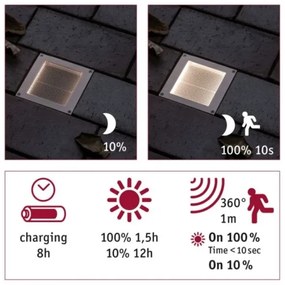 Corp de iluminat solar cu senzor pentru căi de acces LED/0,7W IP67 ARON 3,7V Paulmann 94238