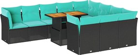 vidaXL Set canapele de grădină cu perne, 11 piese, negru, poliratan