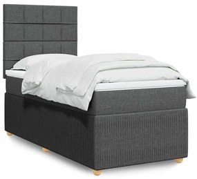 vidaXL Pat box spring cu saltea, gri închis, 100x200 cm, textil
