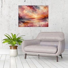 Tablou pe sticlă - Răsărit pictat (70x50 cm)