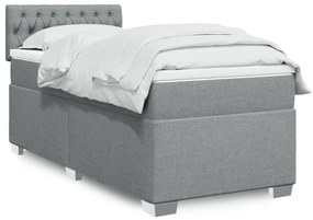 vidaXL Pat box spring cu saltea, gri deschis, 100x200 cm, textil