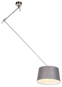 Lampă suspendată cu abajur de in gri închis 35 cm - oțel Blitz I