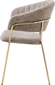 Fotoliu de sufragerie de design, textil maro/gold crom auriu, DASMIN TIP 1