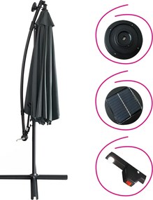 Umbrelă de soare de grădină LED, gri, 3 m, LINDAN