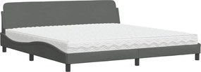 vidaXL Pat cu saltea, Dover, gri închis, 200x200 cm, textil