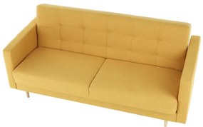 Set complet tapitat de canapea cu fotoliu, tesatura de culoare mustar, AMEDIA