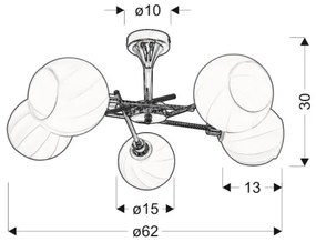 Lustră pe tijă RAUL 5xE14/40W/230V