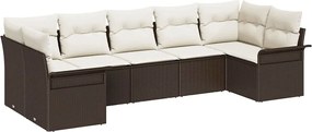 vidaXL Set de canapele pentru grădină cu pernă 7 pcs Maro Rattan poli