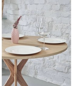 Masă de dining rotundă extensibilă cu blat cu aspect de lemn de frasin 45x90 cm Jubi – Ragaba