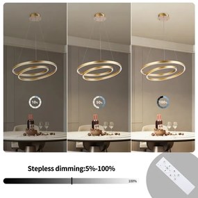 Brilagi-LED Lustra suspendată pe cablu LED reglabilă TWISTER, 48W, 230V, Ø 50 cm, auriu, cu telecomandă