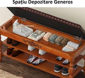 BAM17 - Bancuta hol, 100 cm, banca dormitor, bancheta lemn vopsit cu spatiu depozitare - Maro