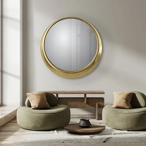 Oglinda de perete rotunda cu rama aurie Alan 87cm