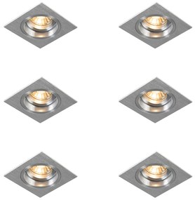 Set de 6 spoturi încastrate pătrate din aluminiu reglabile - Chuck