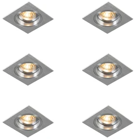 Set de 6 spoturi încastrate pătrate din aluminiu reglabile - Chuck