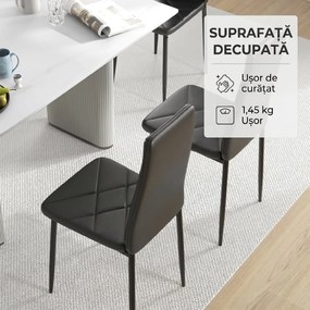 HOMCOM Set 2 Scaune de Sufragerie Tapițate cu Spătar Înalt, Tălpi Antiderapante și Picioare din Oțel, 41x50x97 cm, Negru | Aosom Romania
