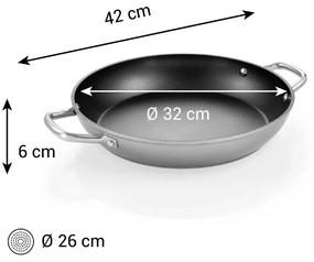 Tescoma Tigaie GrandCHEF+ diam. 32 cm, 2 mânere, diam. 32 cm