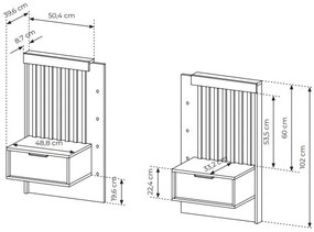 Set 2 buc. noptiere Tallin D (Stejar artisan + antracit). 1071401