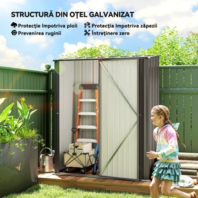 Outsunny Magazie Grădină Mare din Oțel cu Zăvor pentru Grădină, Negru | Aosom Romania