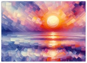 Tablou pe sticlă - Apus de soare artistic colorat (70x50 cm)