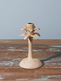 Suport lumanare bej din aluminiu H19.5cm Palm