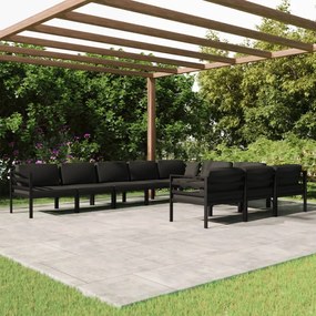 3107825 vidaXL Set mobilier de grădină cu perne, 10 piese, antracit, aluminiu