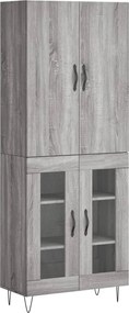 vidaXL Dulap înalt, gri sonoma, 69,5x34x180 cm, lemn compozit