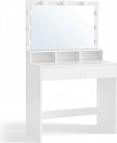 Masă de toaletă VANESA cu oglindă mare și iluminare, 80x40x140cm, albă SongmicsHome