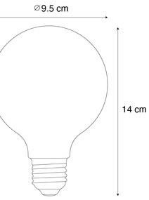 Set de 5 becuri LED E27 dimabile cu filament spiralat G95 aurii 4W 270 lm 2100K
